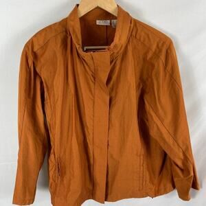 LOGO Lori Goldstein Mustard Orange Zip Up Windbreaker Jacket Size Small